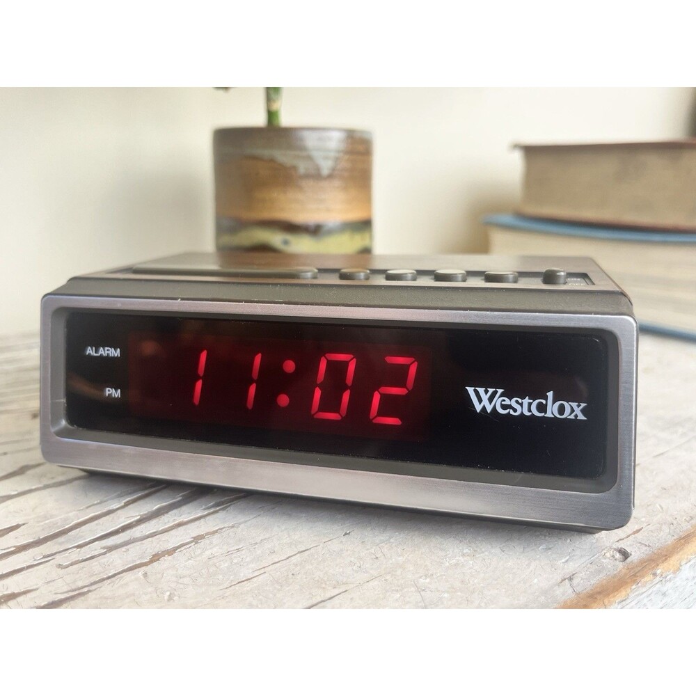 Vintage '80s Westclox Digital Alarm Clock Wood Panel Grain Model 22651 / Retro